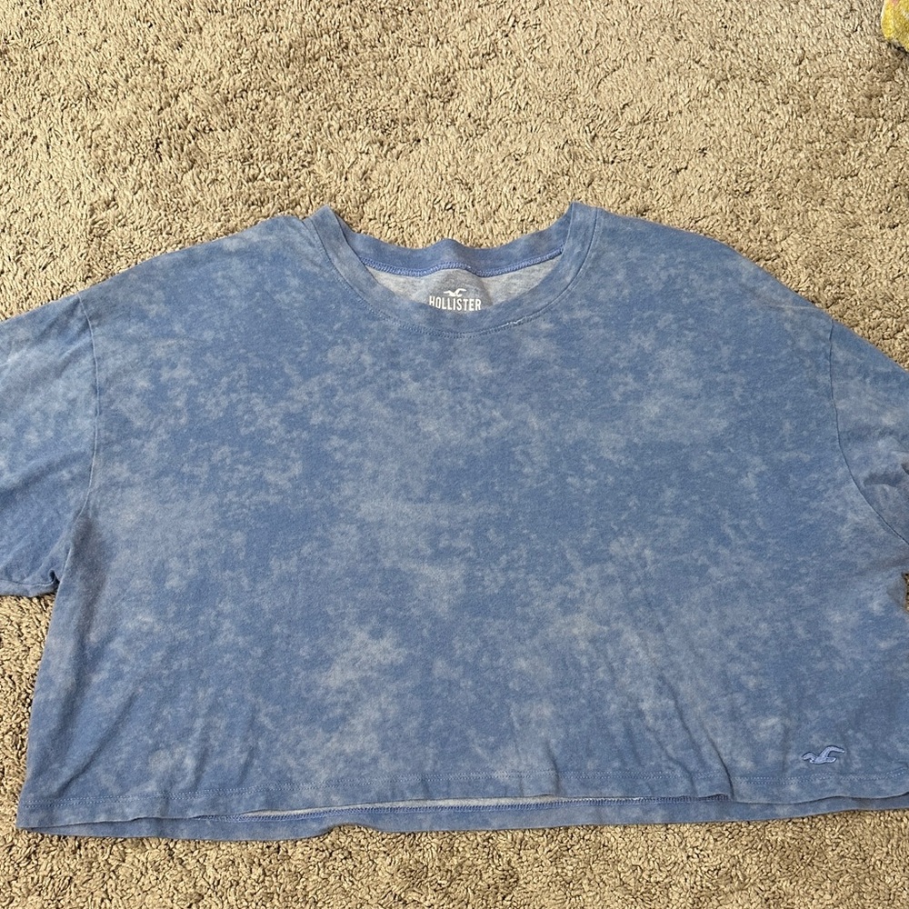 Hollister Blue and White Crop Top
